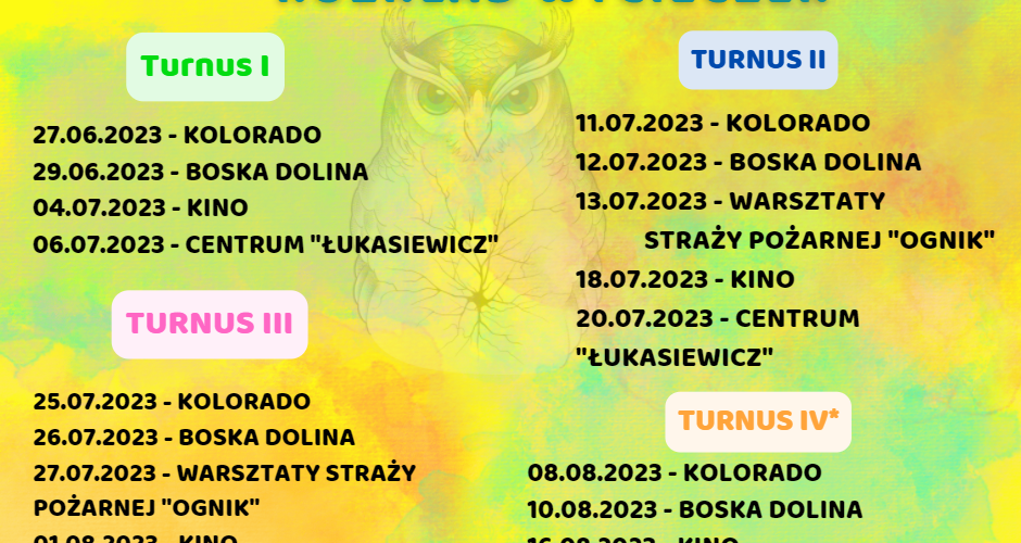 PÓŁKOLONIA LETNIA - PROGRAM WYCIECZEK 2023