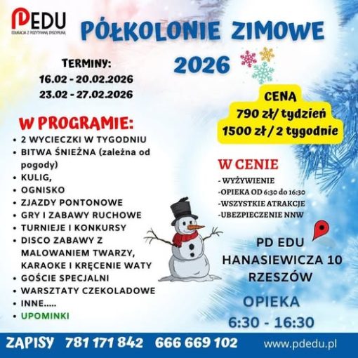 Półkolonia Zimowa PD Edu Rzeszów