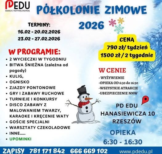 Półkolonia Zimowa PD Edu Rzeszów